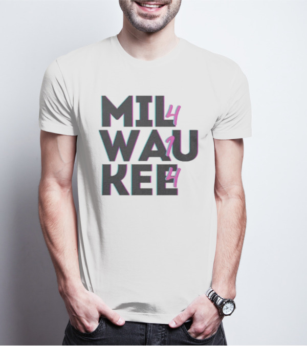 Milwaukee 414 Vintage Neon Typography Bold Statement T-Shirt
