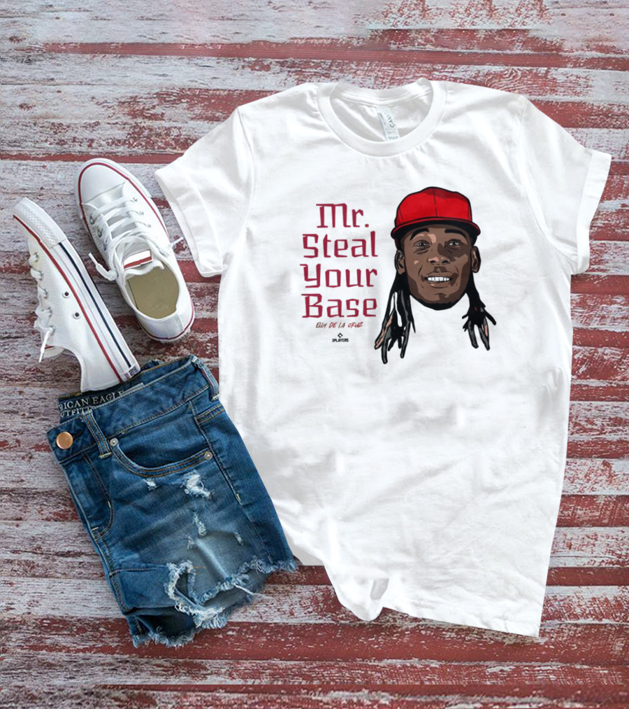 Mr Steal Your Base Elly De La Cruz Red Cap Portrait T-Shirt