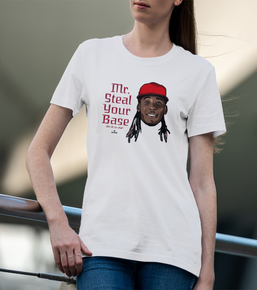 Mr Steal Your Base Elly De La Cruz Red Cap Portrait T-Shirt