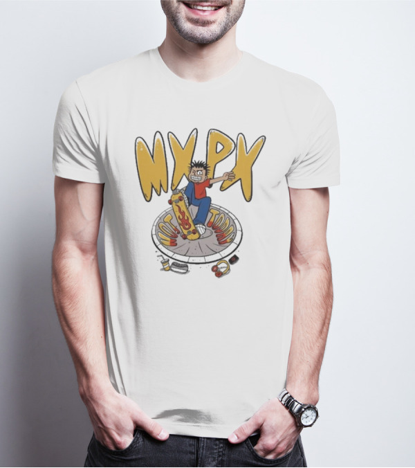 MXPX Today I'm Easy Skateboard Character With Flame Deck T-Shirt