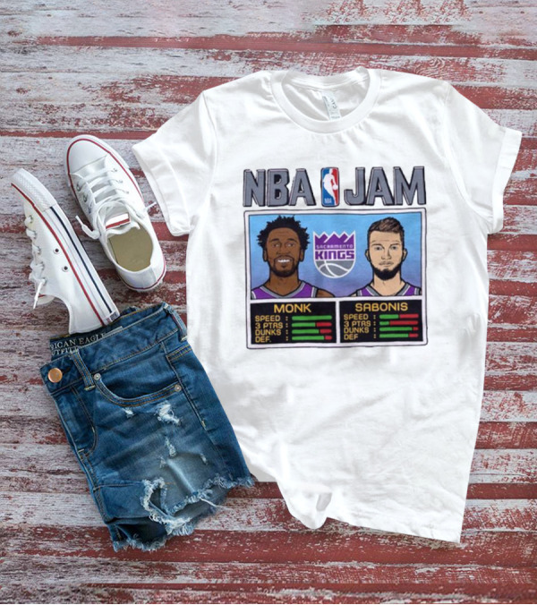 NBA Jam Sacramento Kings Monk Sabonis Stats Graphic T-Shirt