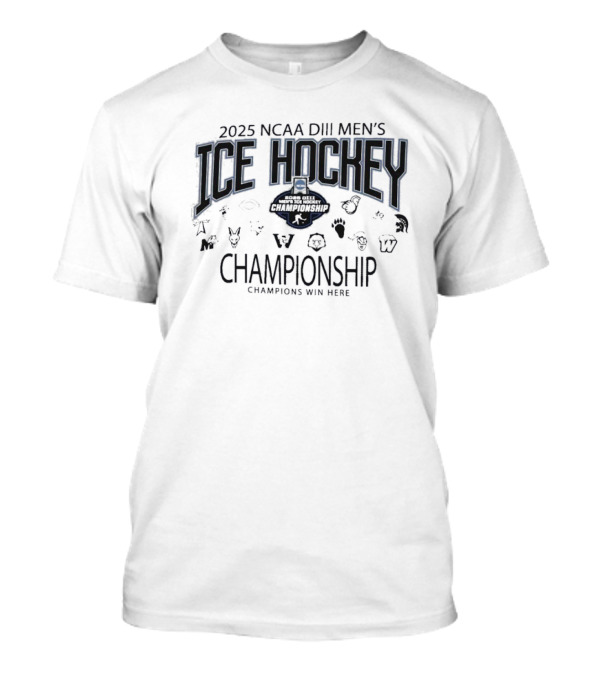 2025 NCAA DIII Men's Ice Hockey Championship Champions With Ice T-Shirt