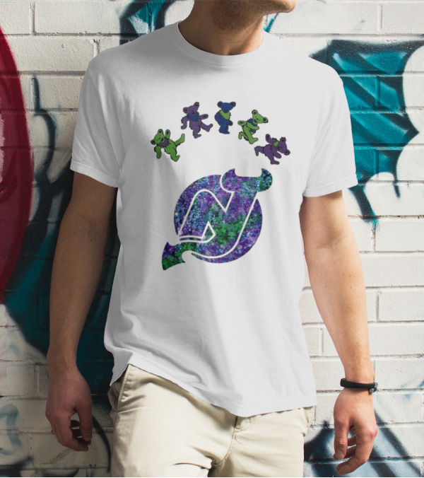 New Jersey Devils Grateful Dead Night 2025 Dancing Bears Iconic Hockey Event T-Shirt