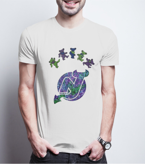 New Jersey Devils Grateful Dead Night 2025 Dancing Bears Iconic Hockey Event T-Shirt