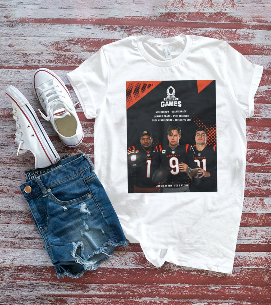 Pro Bowl Games 2025 Joe Burrow Ja’marr Chase Trey Hendrickson Jan 30 Feb 2 Bengals NFL T-Shirt