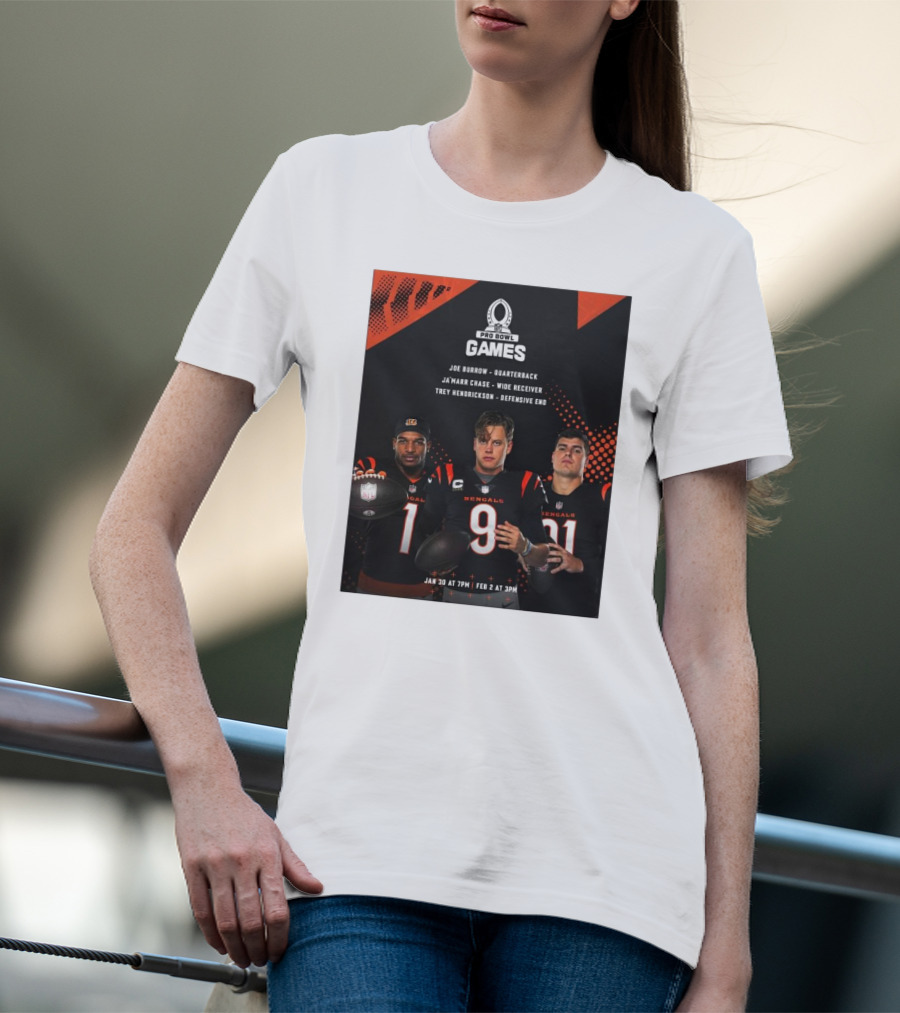 Pro Bowl Games 2025 Joe Burrow Ja’marr Chase Trey Hendrickson Jan 30 Feb 2 Bengals NFL T-Shirt