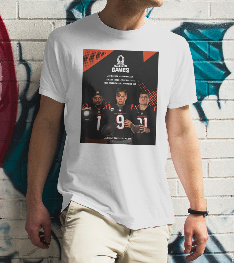 Pro Bowl Games 2025 Joe Burrow Ja’marr Chase Trey Hendrickson Jan 30 Feb 2 Bengals NFL T-Shirt