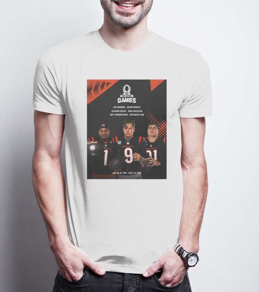 Pro Bowl Games 2025 Joe Burrow Ja’marr Chase Trey Hendrickson Jan 30 Feb 2 Bengals NFL T-Shirt