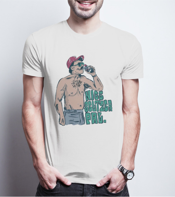 Nice Seltzer Pal 4.0 Cartoon Graphic Of Less Man In Cap And Sunglasses With Drink T-Shirt