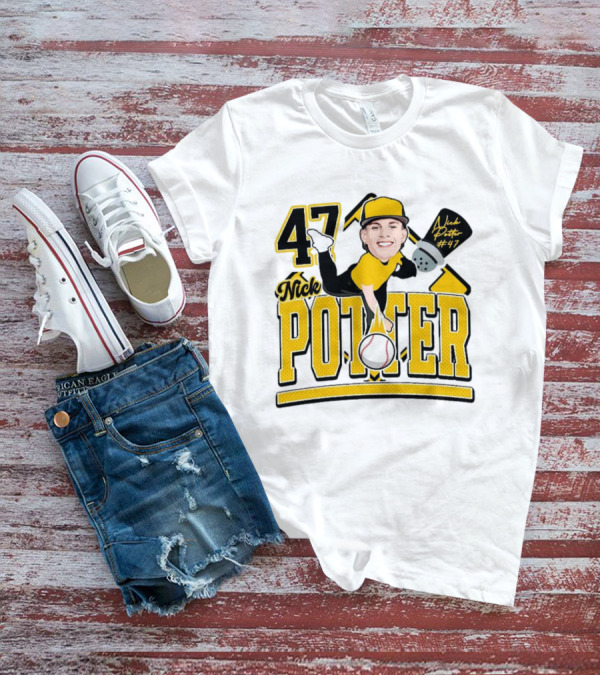 Nick Potter 47 Baseball Illustration With Character In Yellow And Black T-Shirt