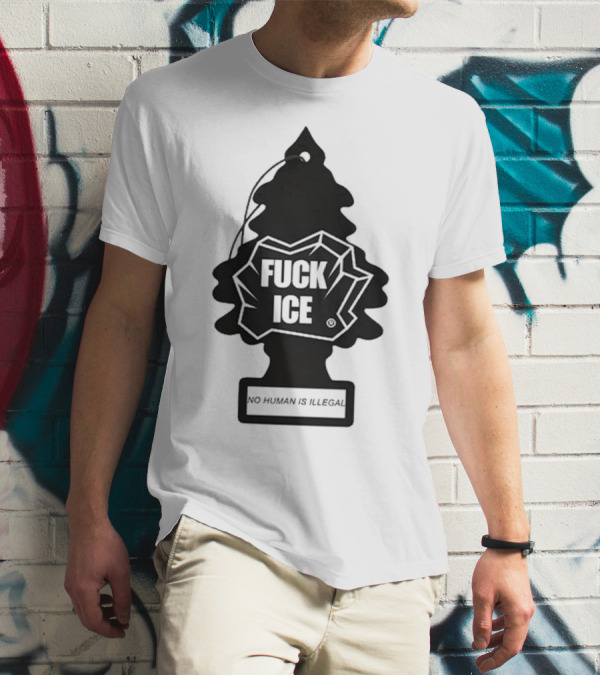 No Human Is Illegal Fuck ICE Tree Shape T-Shirt