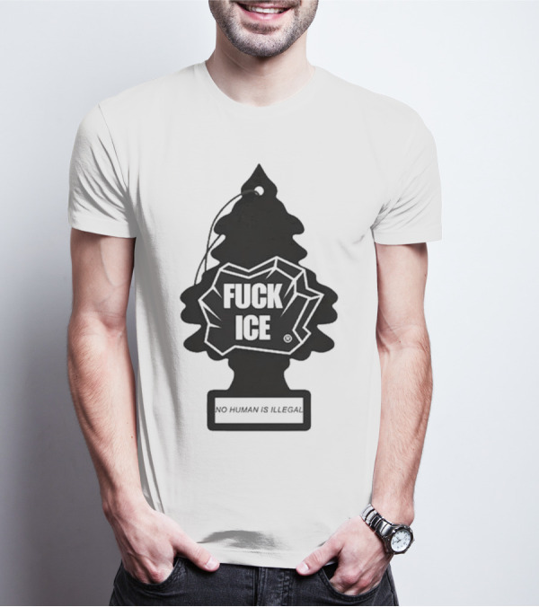 No Human Is Illegal Fuck ICE Tree Shape T-Shirt
