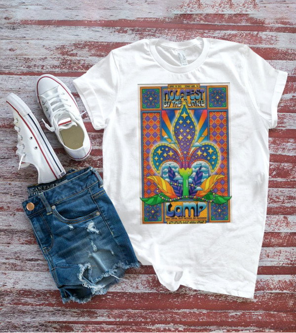 Nolafest By The Lake Lamp Cedar Lake NJ April 26 2025 Fleming Fleur-de-Lis Psychedelic Art Style T-Shirt