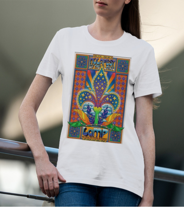 Nolafest By The Lake Lamp Cedar Lake NJ April 26 2025 Fleming Fleur-de-Lis Psychedelic Art Style T-Shirt