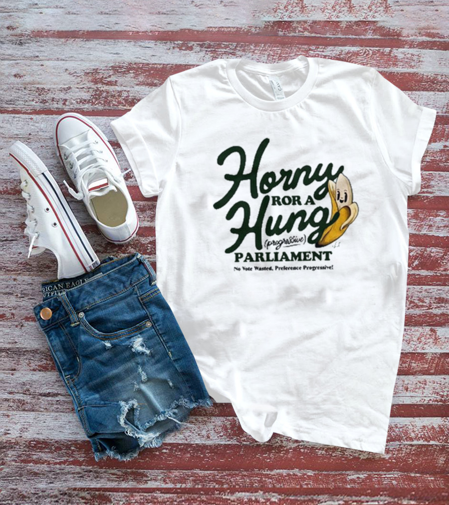 Horny For A Hung Parliament Banana Cartoon T-Shirt