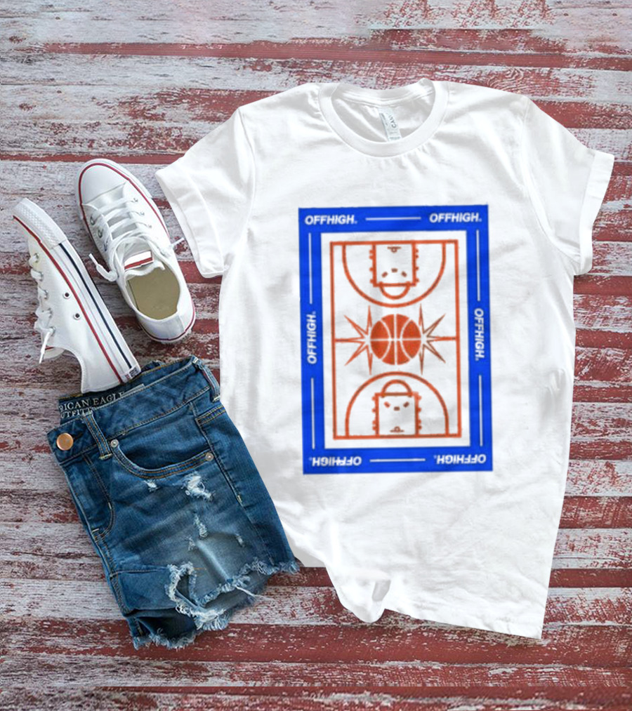 Offhigh Home White Basketball Court Blueprint T-Shirt
