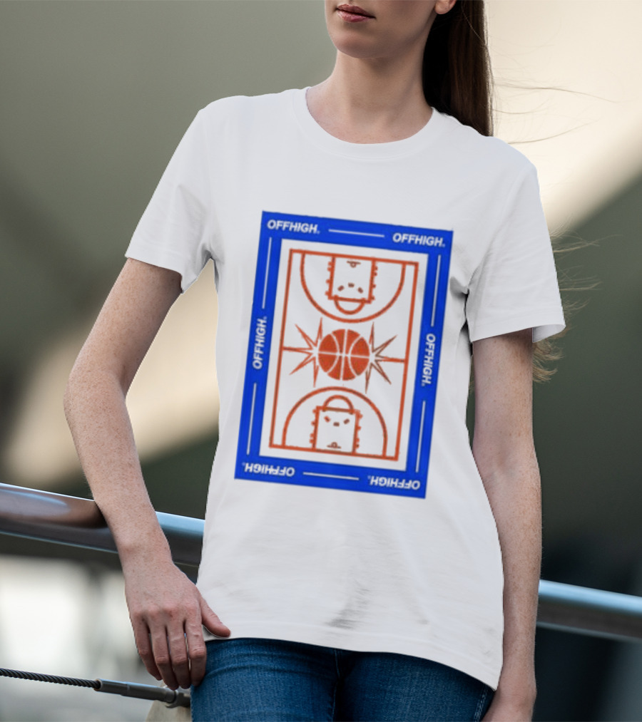 Offhigh Home White Basketball Court Blueprint T-Shirt