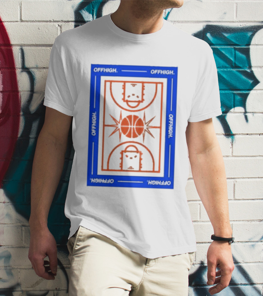 Offhigh Home White Basketball Court Blueprint T-Shirt