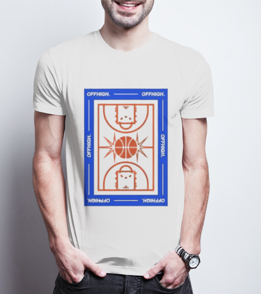 Offhigh Home White Basketball Court Blueprint T-Shirt