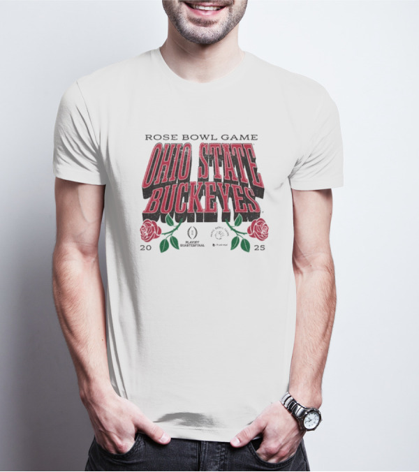 Ohio State Buckeyes Rose Bowl Game 2025 Playoff Quarterfinal Drop Shadow T-Shirt
