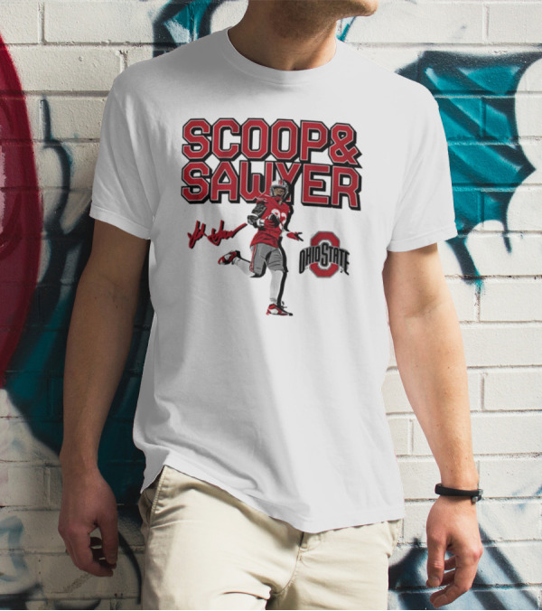 Ohio State Scoop And Sawyer Jack Sawyer Signature Buckeyes Football T-Shirt