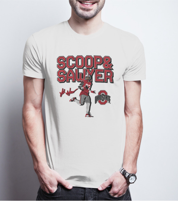 Ohio State Scoop And Sawyer Jack Sawyer Signature Buckeyes Football T-Shirt