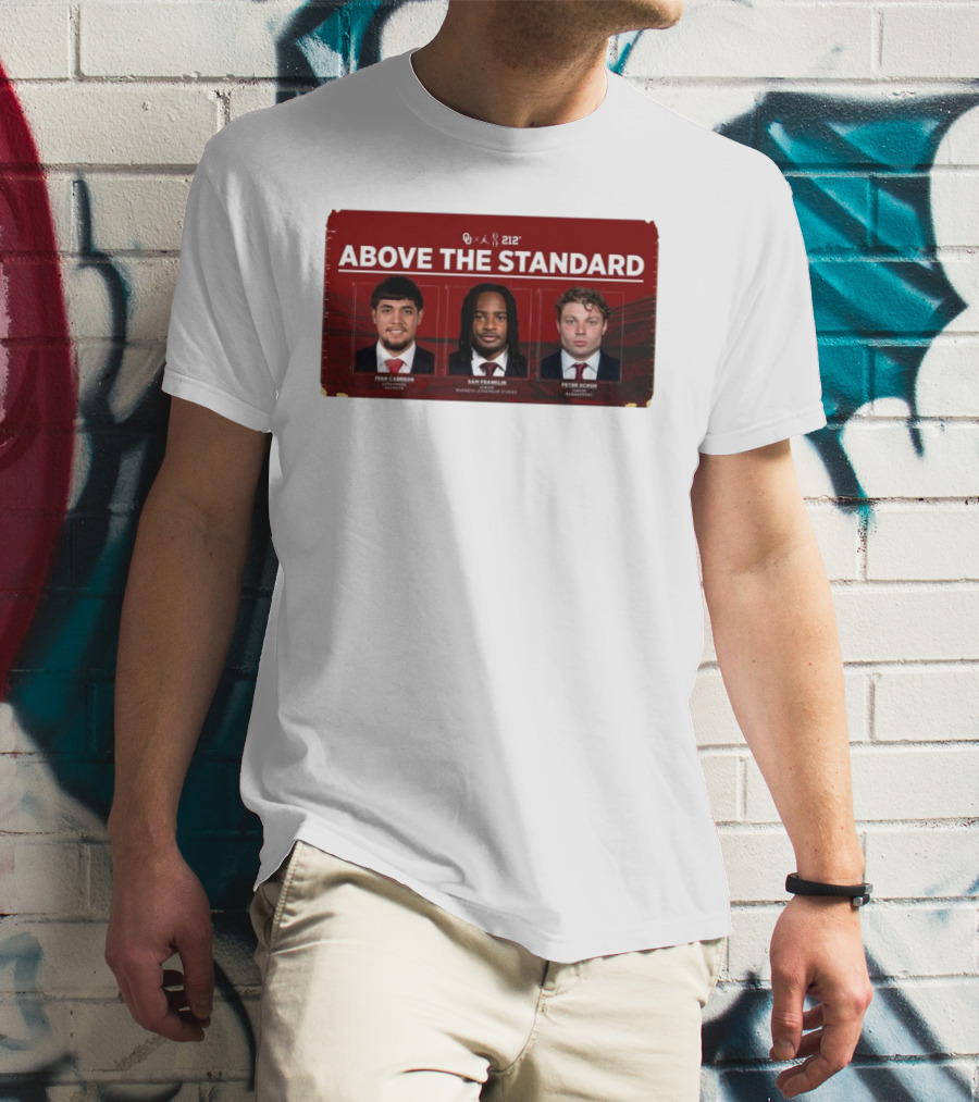 OU 212° Above The Standard Ivan Carreon Sam Franklin Peter Schuh Football T-Shirt