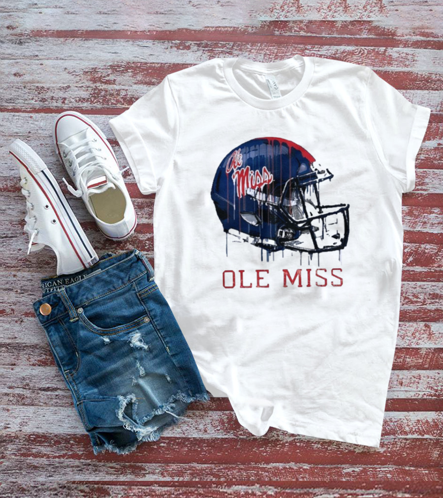 Ole Miss Dripping Football Helmet T-Shirt