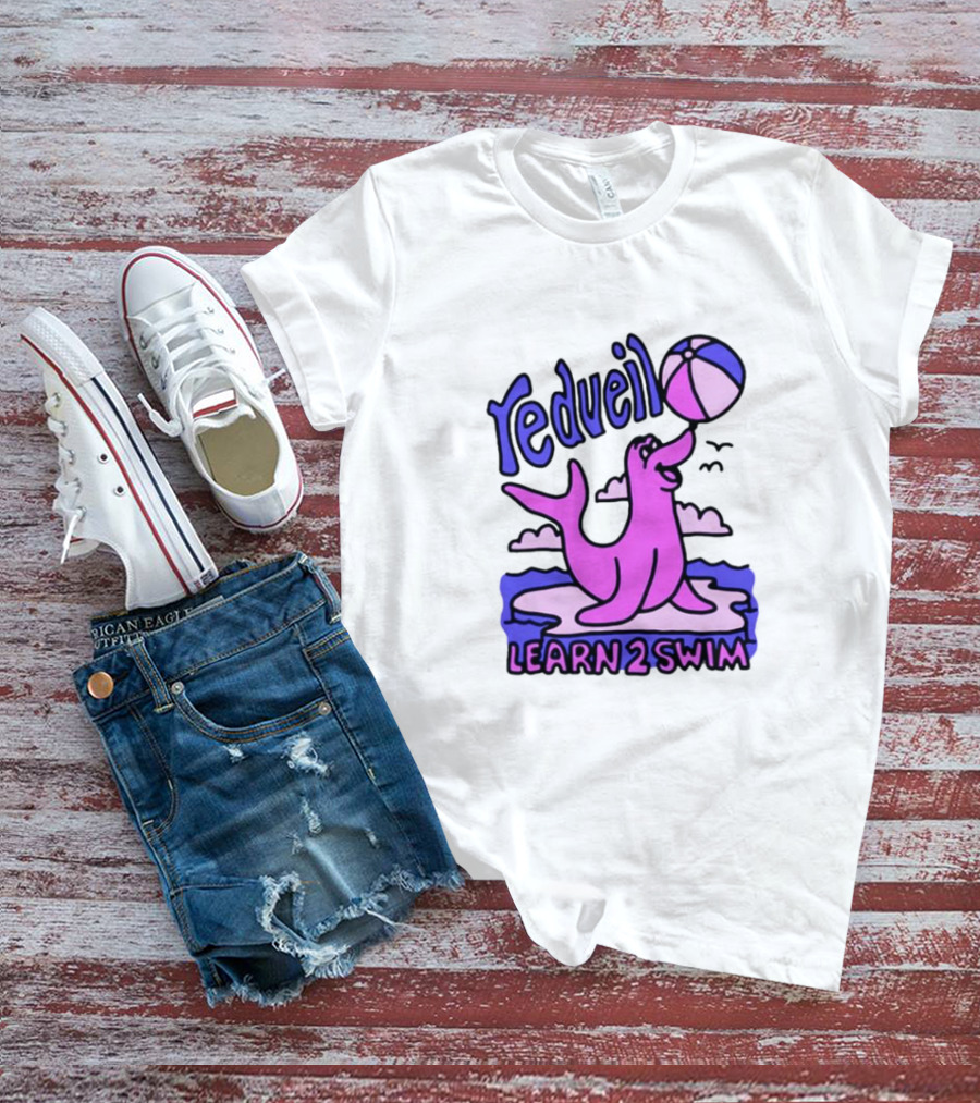 Redveil Learn 2 Swim Tour Spring Beachball Seal Design T-Shirt