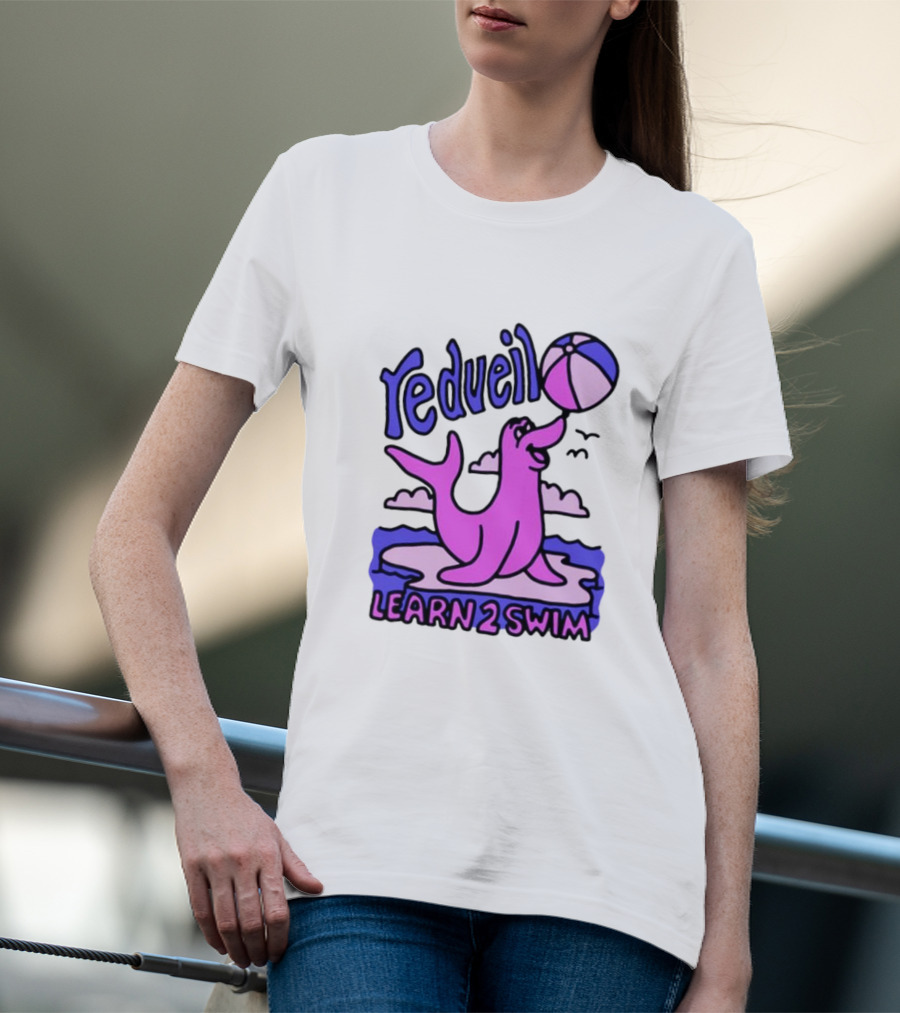 Redveil Learn 2 Swim Tour Spring Beachball Seal Design T-Shirt