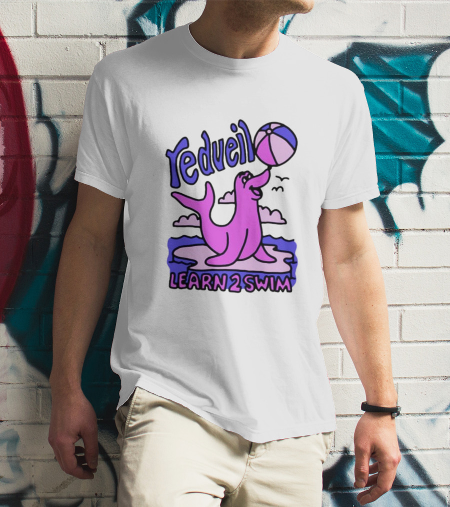 Redveil Learn 2 Swim Tour Spring Beachball Seal Design T-Shirt