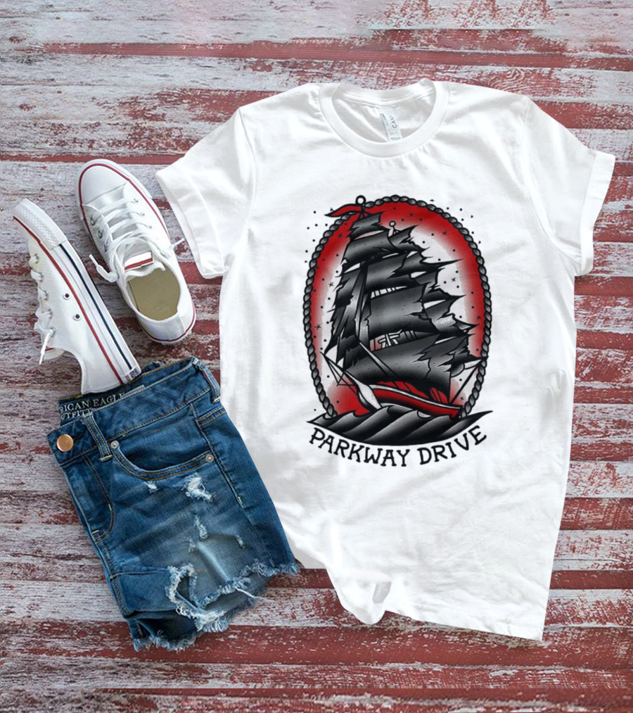 Parkway Drive Home Is For The Heartless Ship Ocean Tattoo Art Style T-Shirt