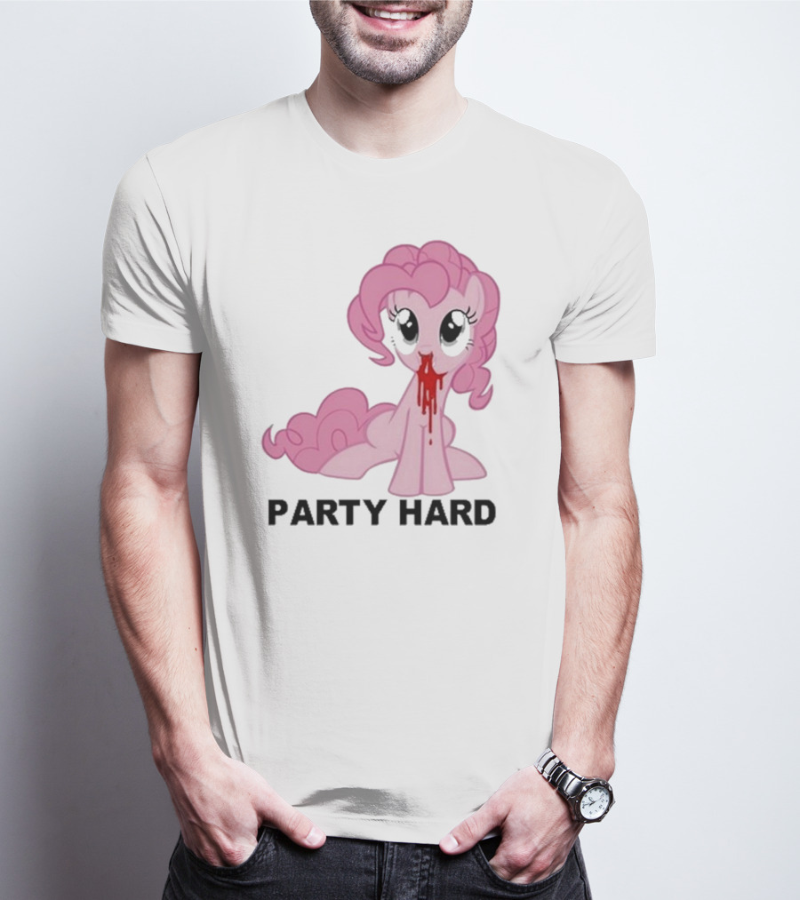 Party Hard Pony Creepy Pink Character Emo Aesthetic T-Shirt