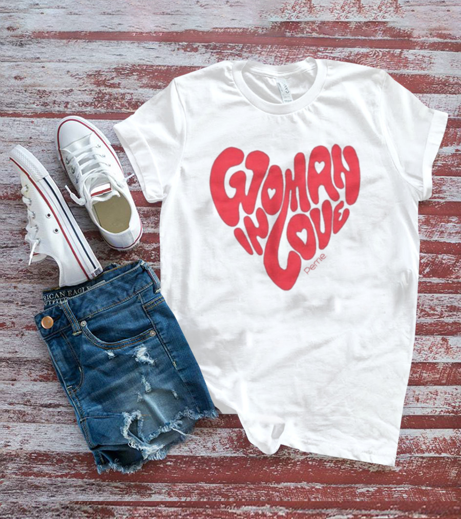Perrie Woman In Love Heart-Shaped Typography T-Shirt