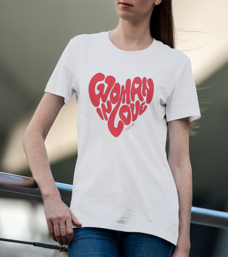 Perrie Woman In Love Heart-Shaped Typography T-Shirt