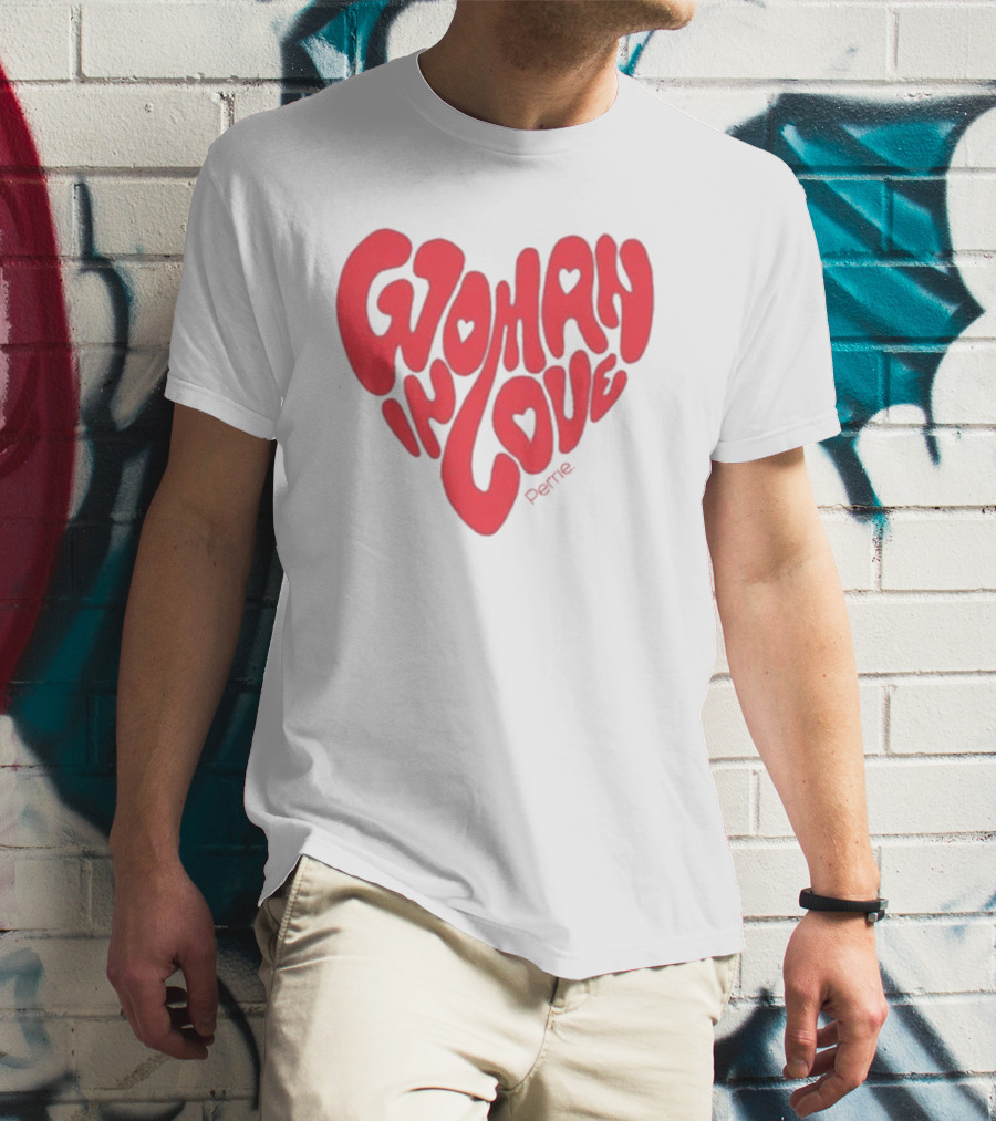 Perrie Woman In Love Heart-Shaped Typography T-Shirt
