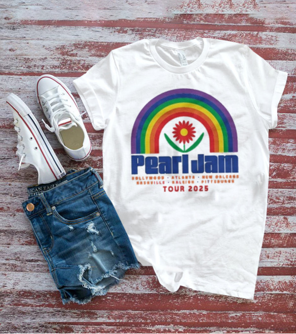 Pearl Jam Rainbow Blossom Hollywood Atlanta New Orleans Montreal Hanover Stuttgart Tour 2025 T-Shirt