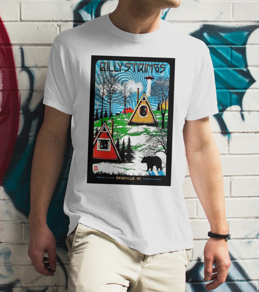 Billy Strings Feb 6-8 2025 ExploreAsheville.com Arena NC Cabin UFO Bear Forest T-Shirt