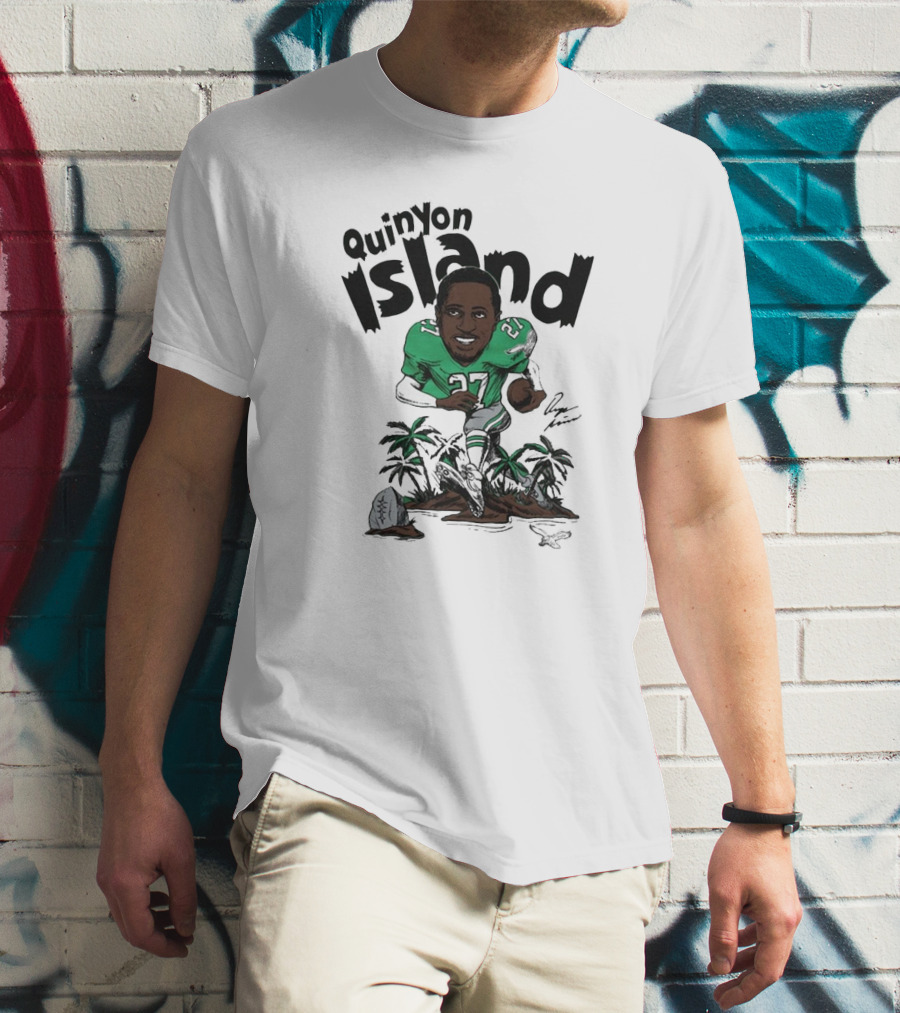 Quinyon Island Philadelphia Eagles NFL Caricature Player Signature 27 T-Shirt