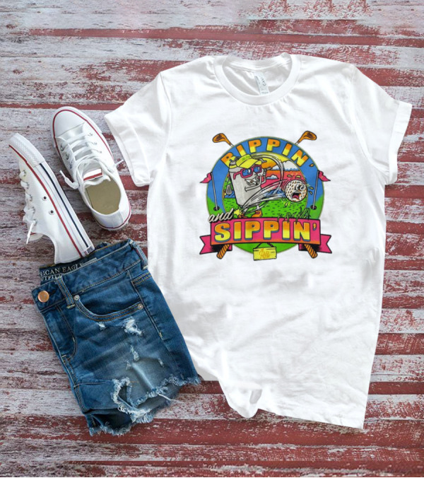 Rippin’ And Sippin’ Golf Old Row Funny Cartoon Golfing Cooler T-Shirt