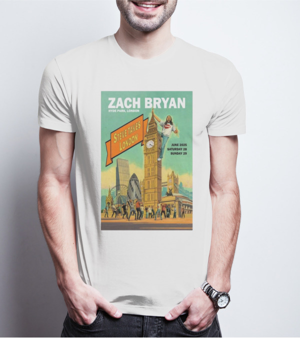 Zach Bryan Hyde Park London June 2025 Steve Takes London Saturday 28 Sunday 29 T-Shirt