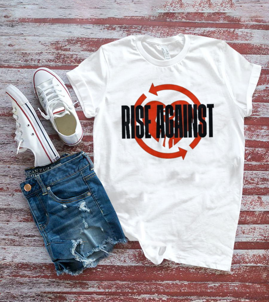 Rise Against Red Heart Fist Arrow Emblem T-Shirt