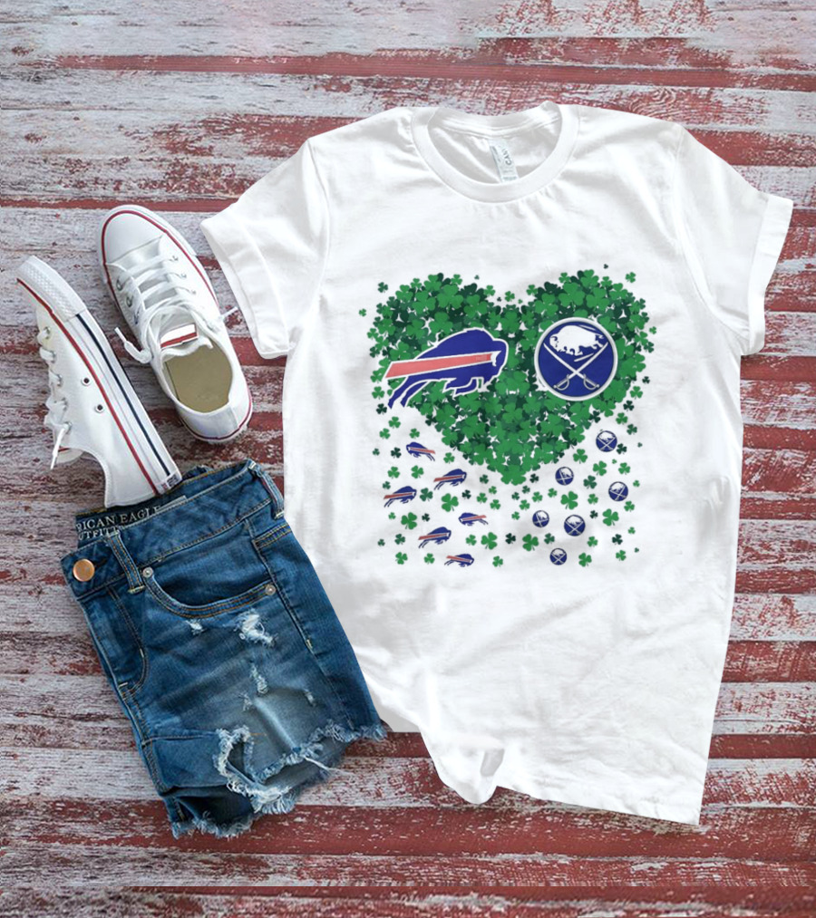 Buffalo Bills Heart Shamrock With Buffalo Hockey Symbol T-Shirt