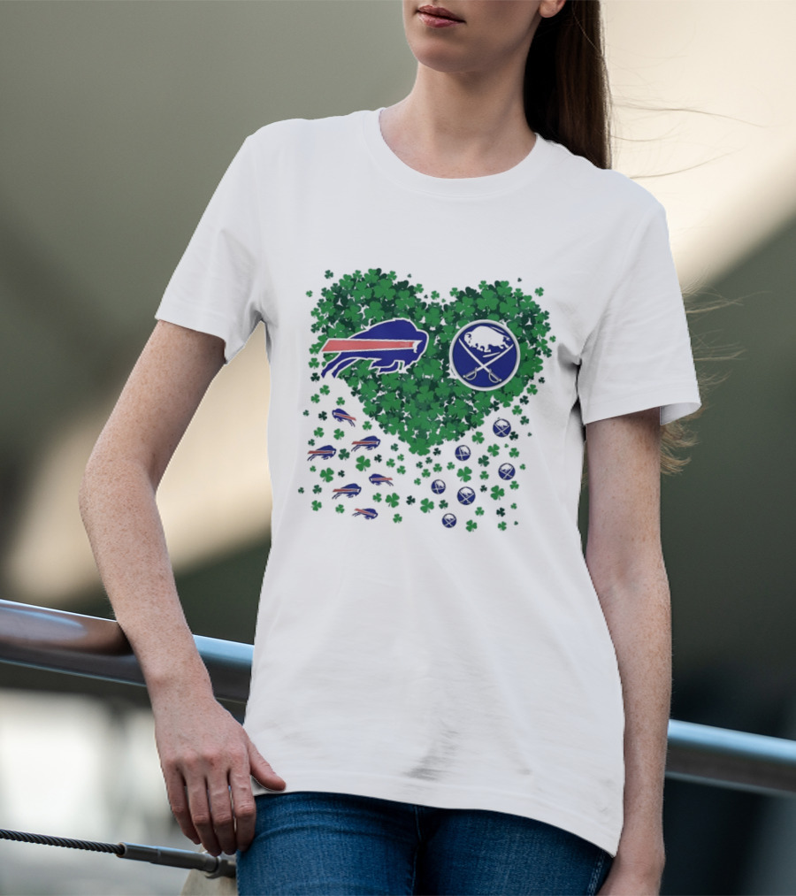 Buffalo Bills Heart Shamrock With Buffalo Hockey Symbol T-Shirt