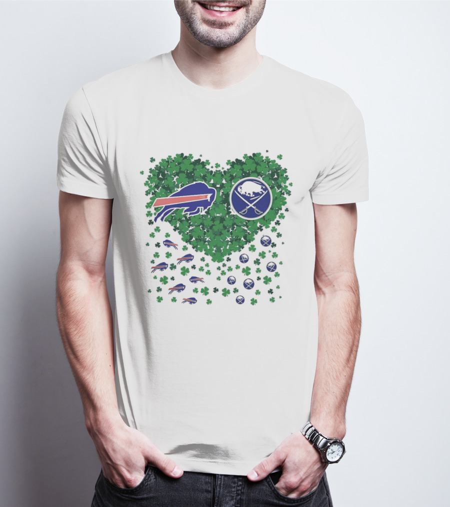 Buffalo Bills Heart Shamrock With Buffalo Hockey Symbol T-Shirt