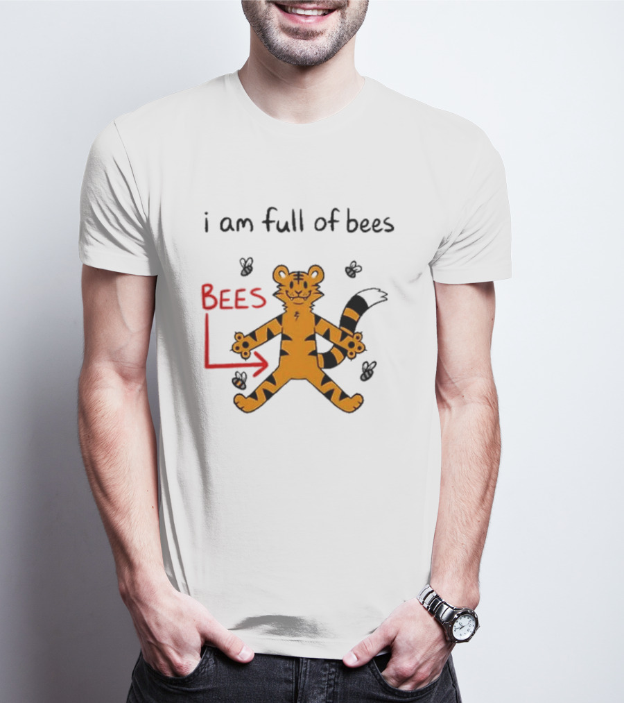 Prism Paws Tiger Bees Humor Graphic T-Shirt