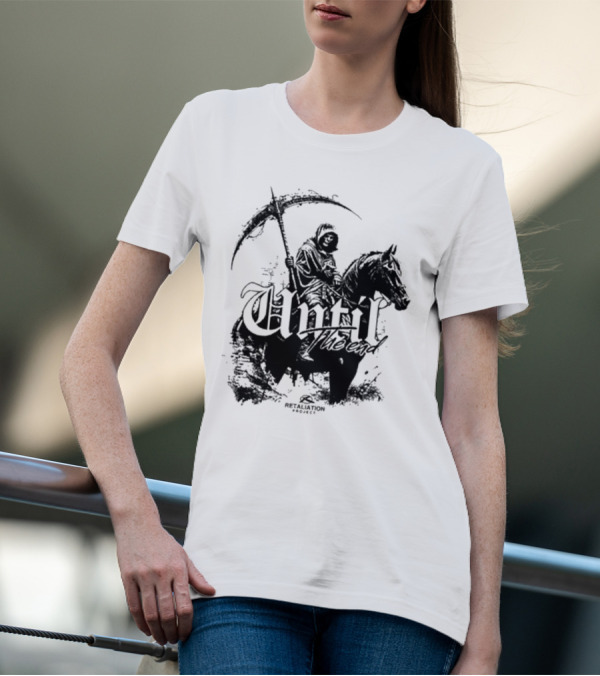 Retaliation Project Until The End Eternal Distressed Skull Design T-Shirt