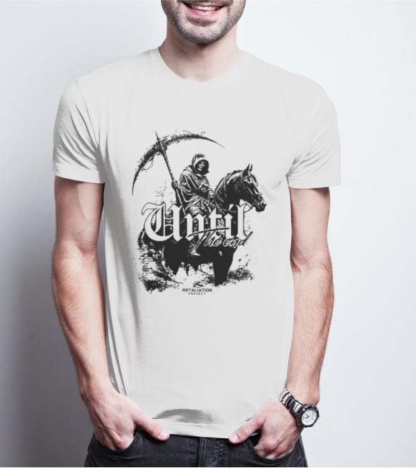 Retaliation Project Until The End Eternal Distressed Skull Design T-Shirt