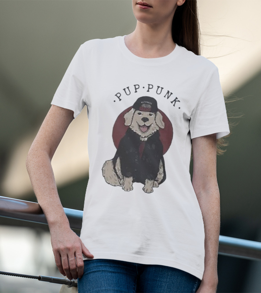 Pup Punk Funny Dog Hat Trick Adorable Canine Style T-Shirt