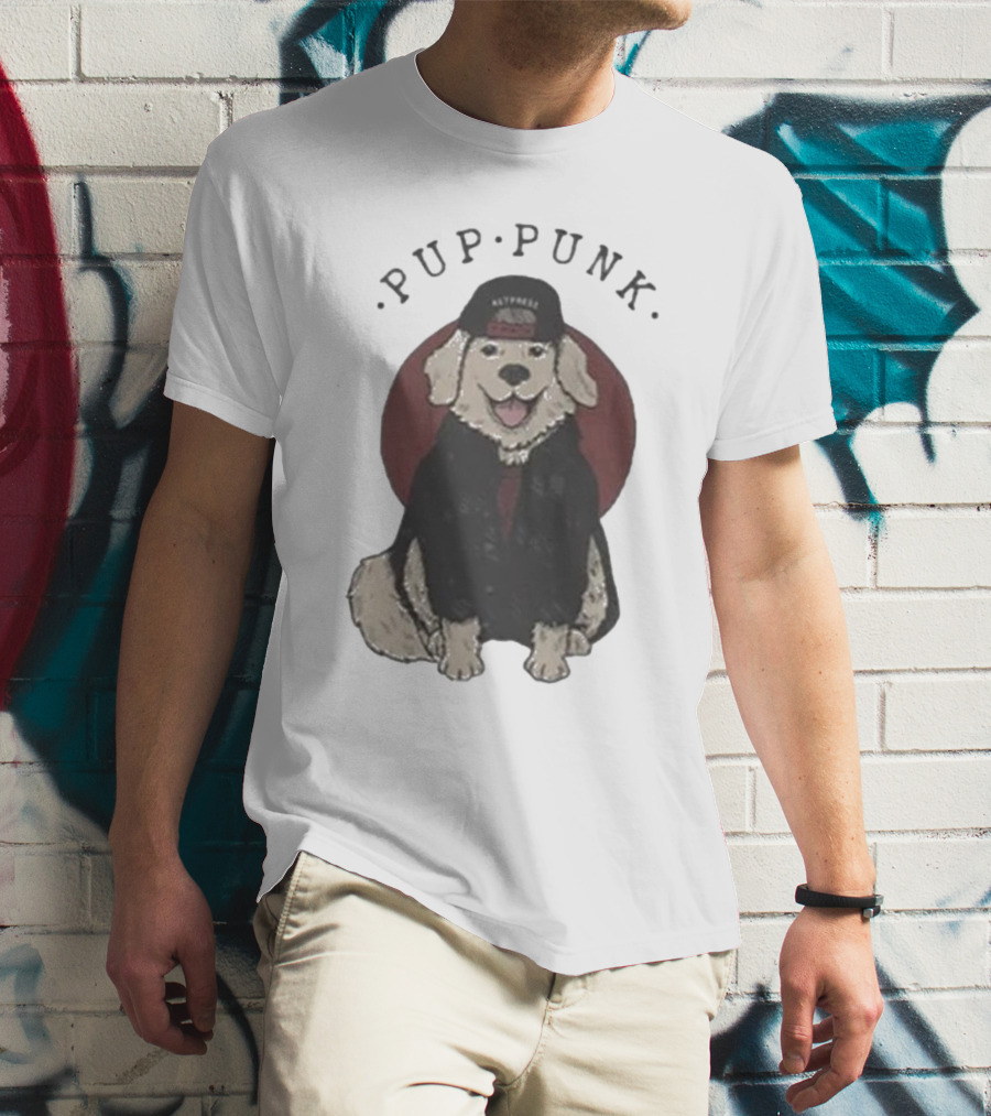 Pup Punk Funny Dog Hat Trick Adorable Canine Style T-Shirt